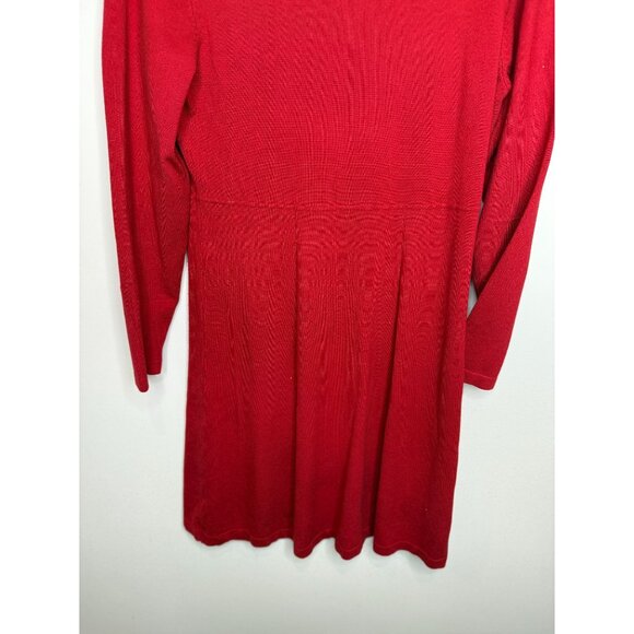 Appraisal Sweater Dress Womens Size L Red Knit Bow Long Sleeve Old Money Work - Picture 9 of 12